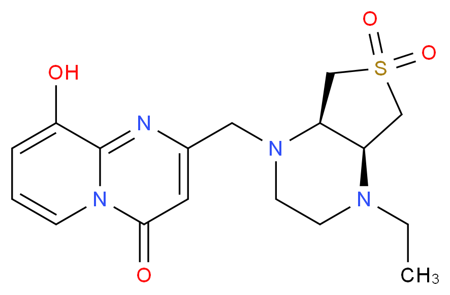 2-{[(4aS*,7aR*)-4-ethyl-6,6-dioxidohexahydrothieno[3,4-b]pyrazin-1(2H)-yl]methyl}-9-hydroxy-4H-pyrido[1,2-a]pyrimidin-4-one_Molecular_structure_CAS_)