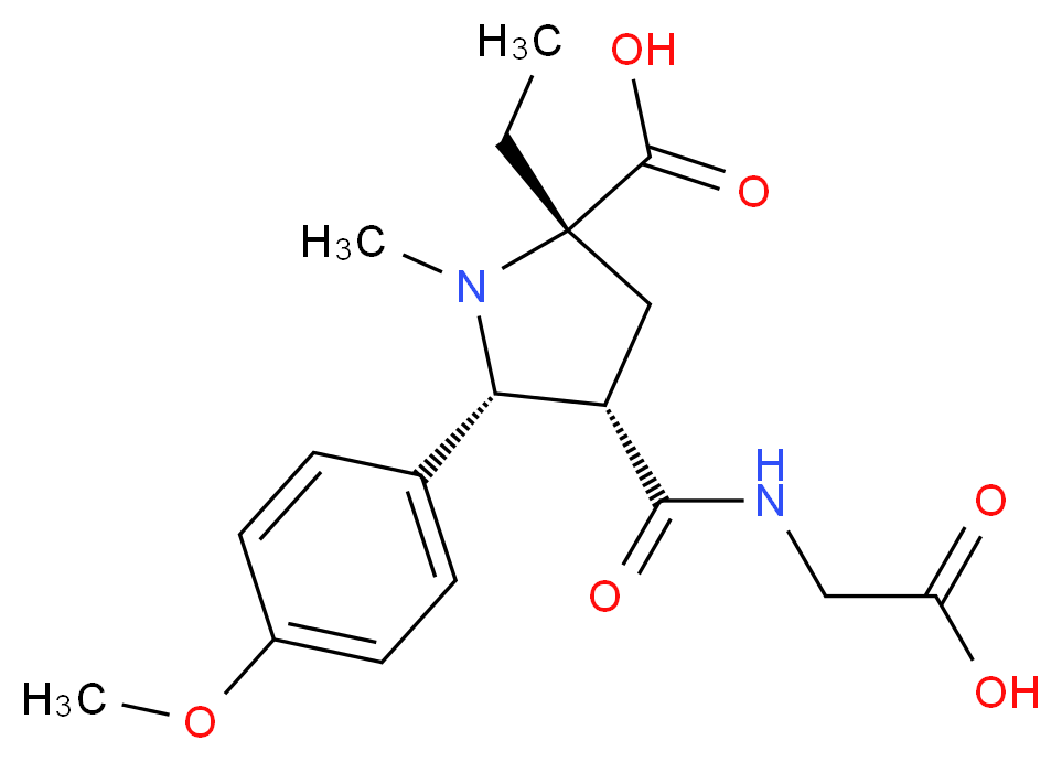 (2S*,4S*,5R*)-4-{[(carboxymethyl)amino]carbonyl}-2-ethyl-5-(4-methoxyphenyl)-1-methylpyrrolidine-2-carboxylic acid_Molecular_structure_CAS_)