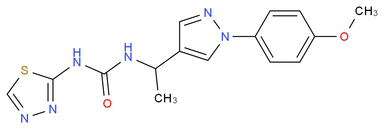 N-{1-[1-(4-methoxyphenyl)-1H-pyrazol-4-yl]ethyl}-N'-1,3,4-thiadiazol-2-ylurea_Molecular_structure_CAS_)