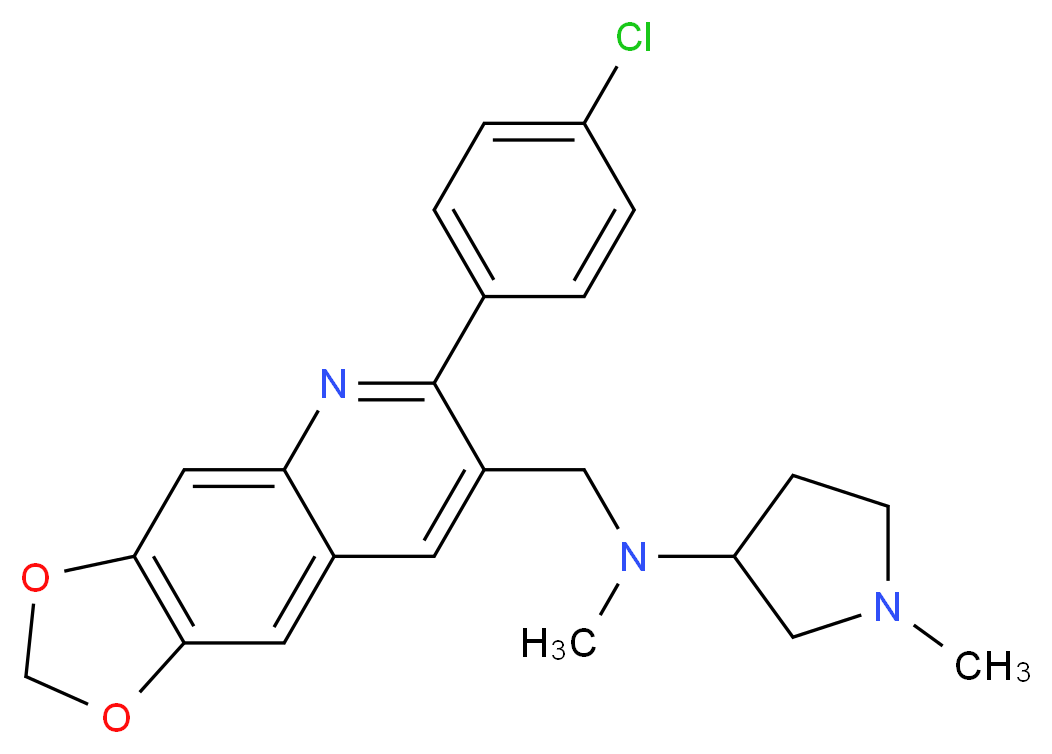 N-{[6-(4-chlorophenyl)[1,3]dioxolo[4,5-g]quinolin-7-yl]methyl}-N,1-dimethyl-3-pyrrolidinamine_Molecular_structure_CAS_)