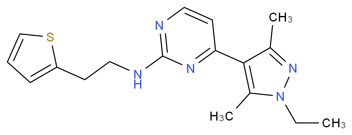 4-(1-ethyl-3,5-dimethyl-1H-pyrazol-4-yl)-N-[2-(2-thienyl)ethyl]-2-pyrimidinamine_Molecular_structure_CAS_)