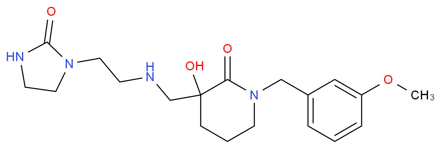 3-hydroxy-1-(3-methoxybenzyl)-3-({[2-(2-oxoimidazolidin-1-yl)ethyl]amino}methyl)piperidin-2-one_Molecular_structure_CAS_)