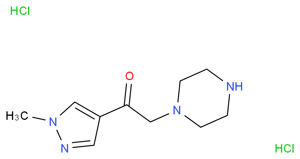 1-(1-methyl-1H-pyrazol-4-yl)-2-(piperazin-1-yl)ethan-1-one dihydrochloride_Molecular_structure_CAS_)