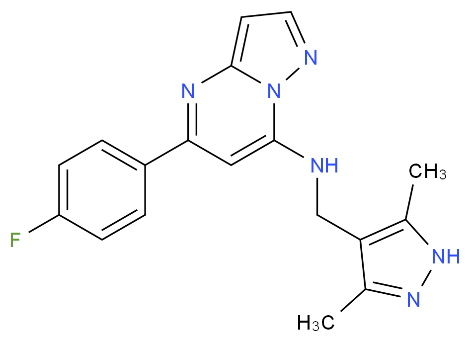 N-[(3,5-dimethyl-1H-pyrazol-4-yl)methyl]-5-(4-fluorophenyl)pyrazolo[1,5-a]pyrimidin-7-amine_Molecular_structure_CAS_)