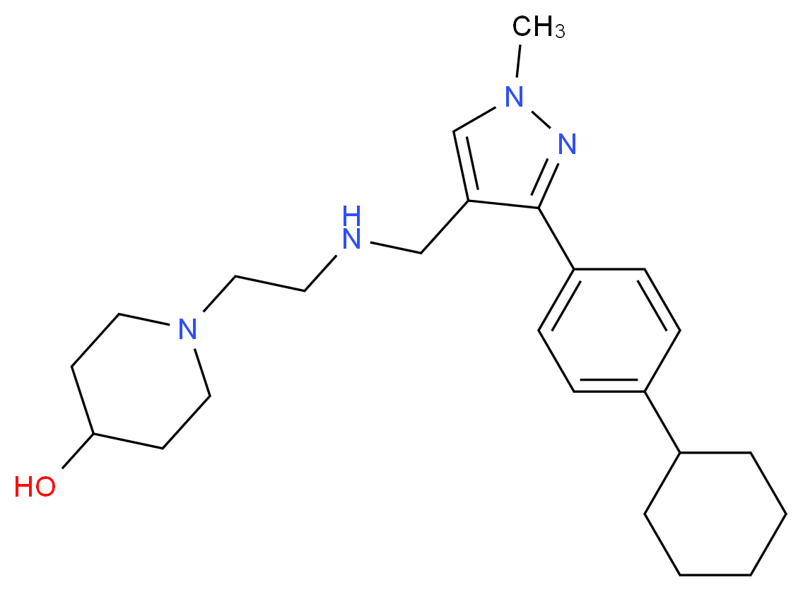 1-[2-({[3-(4-cyclohexylphenyl)-1-methyl-1H-pyrazol-4-yl]methyl}amino)ethyl]-4-piperidinol_Molecular_structure_CAS_)