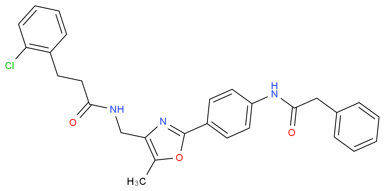 3-(2-chlorophenyl)-N-[(5-methyl-2-{4-[(phenylacetyl)amino]phenyl}-1,3-oxazol-4-yl)methyl]propanamide_Molecular_structure_CAS_)