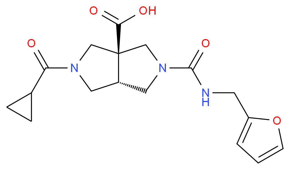 (3aS*,6aS*)-2-(cyclopropylcarbonyl)-5-{[(2-furylmethyl)amino]carbonyl}hexahydropyrrolo[3,4-c]pyrrole-3a(1H)-carboxylic acid_Molecular_structure_CAS_)