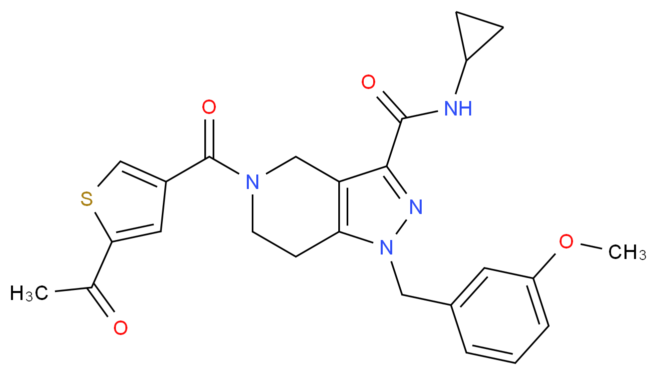 5-[(5-acetyl-3-thienyl)carbonyl]-N-cyclopropyl-1-(3-methoxybenzyl)-4,5,6,7-tetrahydro-1H-pyrazolo[4,3-c]pyridine-3-carboxamide_Molecular_structure_CAS_)