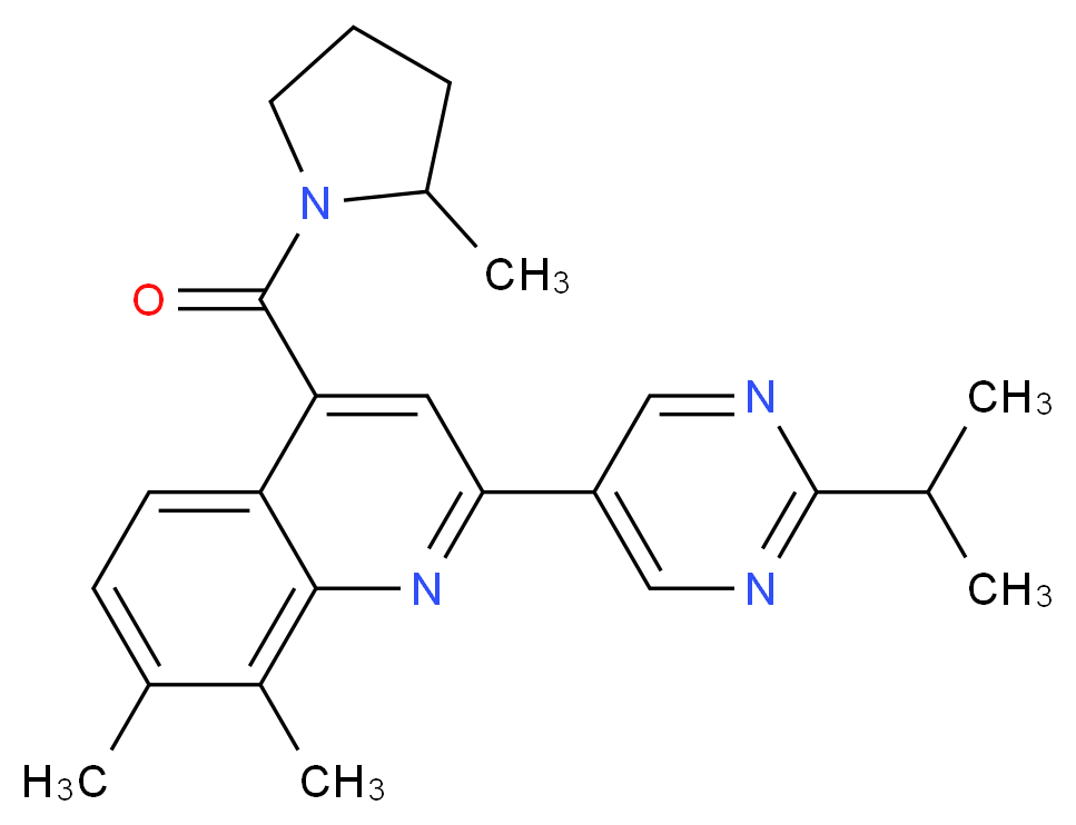 2-(2-isopropylpyrimidin-5-yl)-7,8-dimethyl-4-[(2-methylpyrrolidin-1-yl)carbonyl]quinoline_Molecular_structure_CAS_)