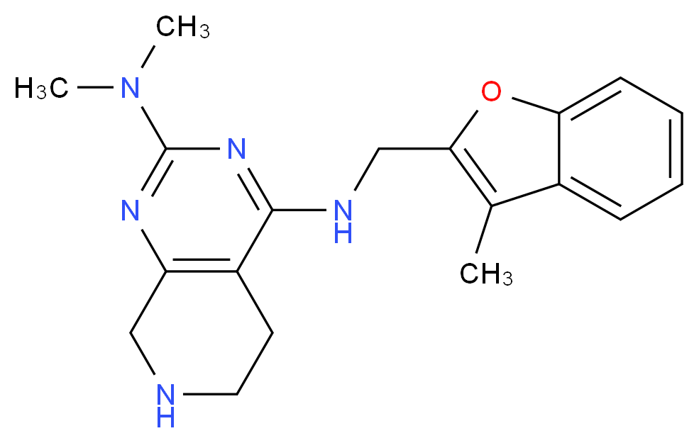 N~2~,N~2~-dimethyl-N~4~-[(3-methyl-1-benzofuran-2-yl)methyl]-5,6,7,8-tetrahydropyrido[3,4-d]pyrimidine-2,4-diamine_Molecular_structure_CAS_)