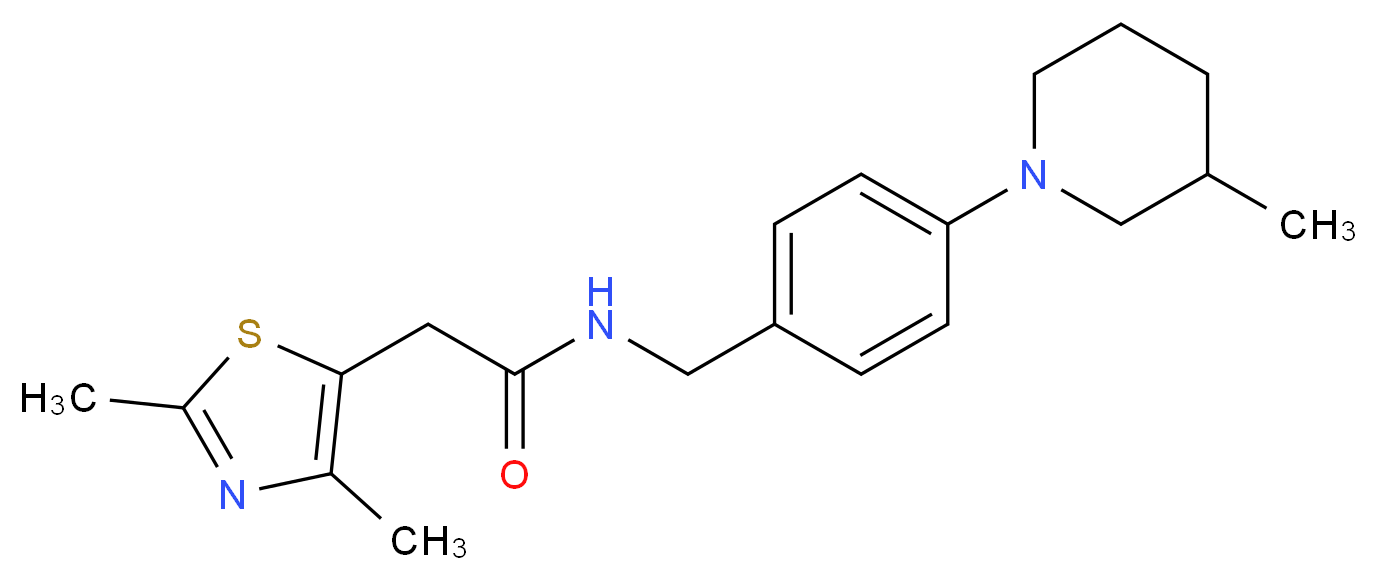 2-(2,4-dimethyl-1,3-thiazol-5-yl)-N-[4-(3-methylpiperidin-1-yl)benzyl]acetamide_Molecular_structure_CAS_)