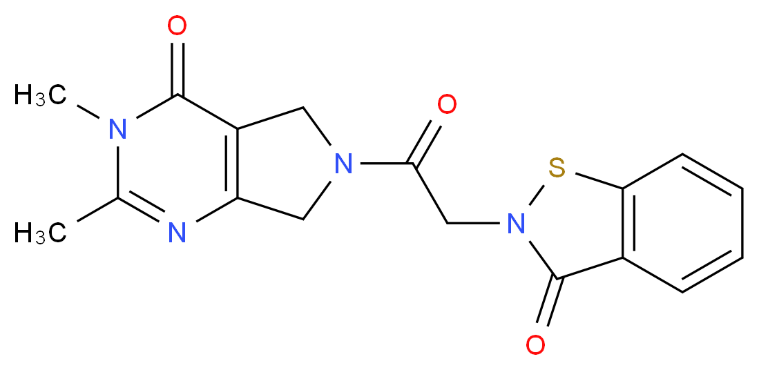 2,3-dimethyl-6-[(3-oxo-1,2-benzisothiazol-2(3H)-yl)acetyl]-3,5,6,7-tetrahydro-4H-pyrrolo[3,4-d]pyrimidin-4-one_Molecular_structure_CAS_)