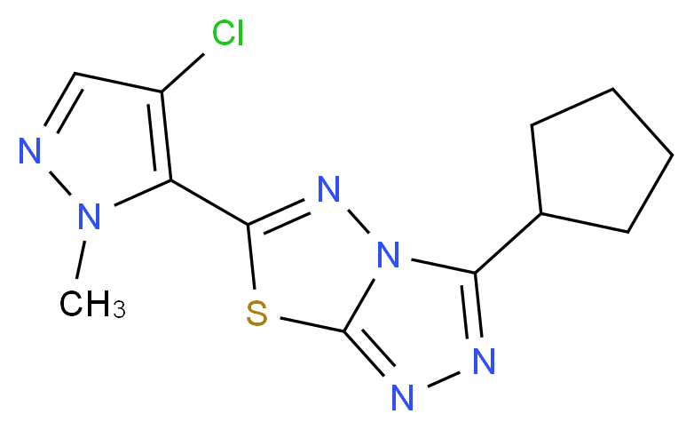 6-(4-chloro-1-methyl-1H-pyrazol-5-yl)-3-cyclopentyl[1,2,4]triazolo[3,4-b][1,3,4]thiadiazole_Molecular_structure_CAS_)