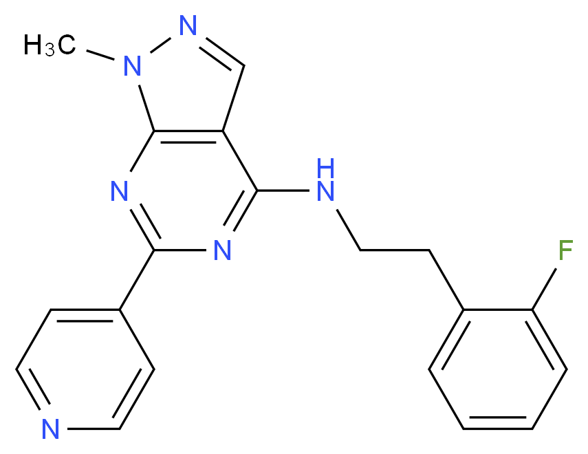 N-[2-(2-fluorophenyl)ethyl]-1-methyl-6-(4-pyridinyl)-1H-pyrazolo[3,4-d]pyrimidin-4-amine_Molecular_structure_CAS_)