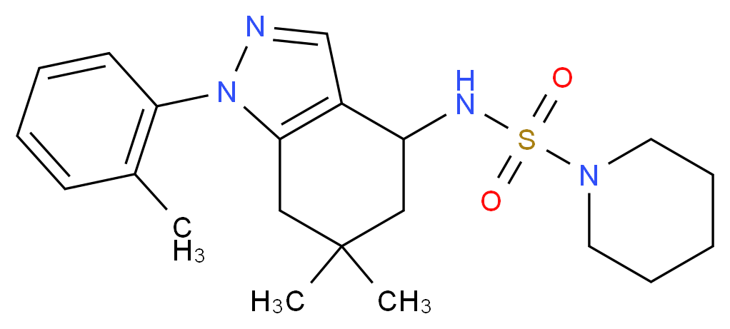 N-[6,6-dimethyl-1-(2-methylphenyl)-4,5,6,7-tetrahydro-1H-indazol-4-yl]piperidine-1-sulfonamide_Molecular_structure_CAS_)