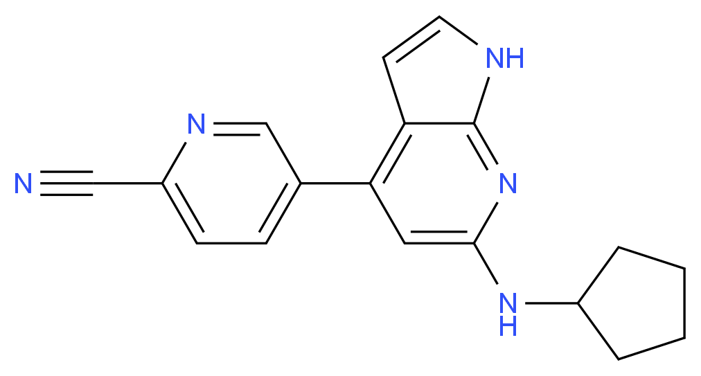 5-[6-(cyclopentylamino)-1H-pyrrolo[2,3-b]pyridin-4-yl]pyridine-2-carbonitrile_Molecular_structure_CAS_)