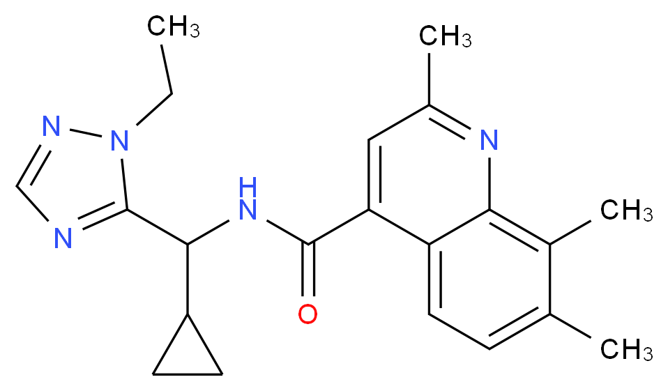 N-[cyclopropyl(1-ethyl-1H-1,2,4-triazol-5-yl)methyl]-2,7,8-trimethyl-4-quinolinecarboxamide_Molecular_structure_CAS_)