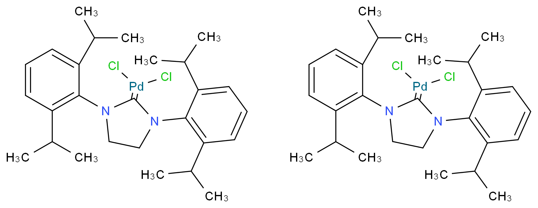 Dichloro-[1,3-bis(diisopropylphenyl)imidazoliden-2-ylidene]palladium(II) dimer_Molecular_structure_CAS_627878-09-5)