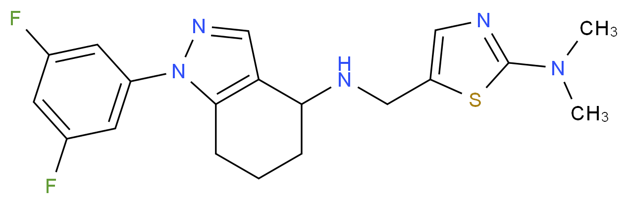 1-(3,5-difluorophenyl)-N-{[2-(dimethylamino)-1,3-thiazol-5-yl]methyl}-4,5,6,7-tetrahydro-1H-indazol-4-amine_Molecular_structure_CAS_)
