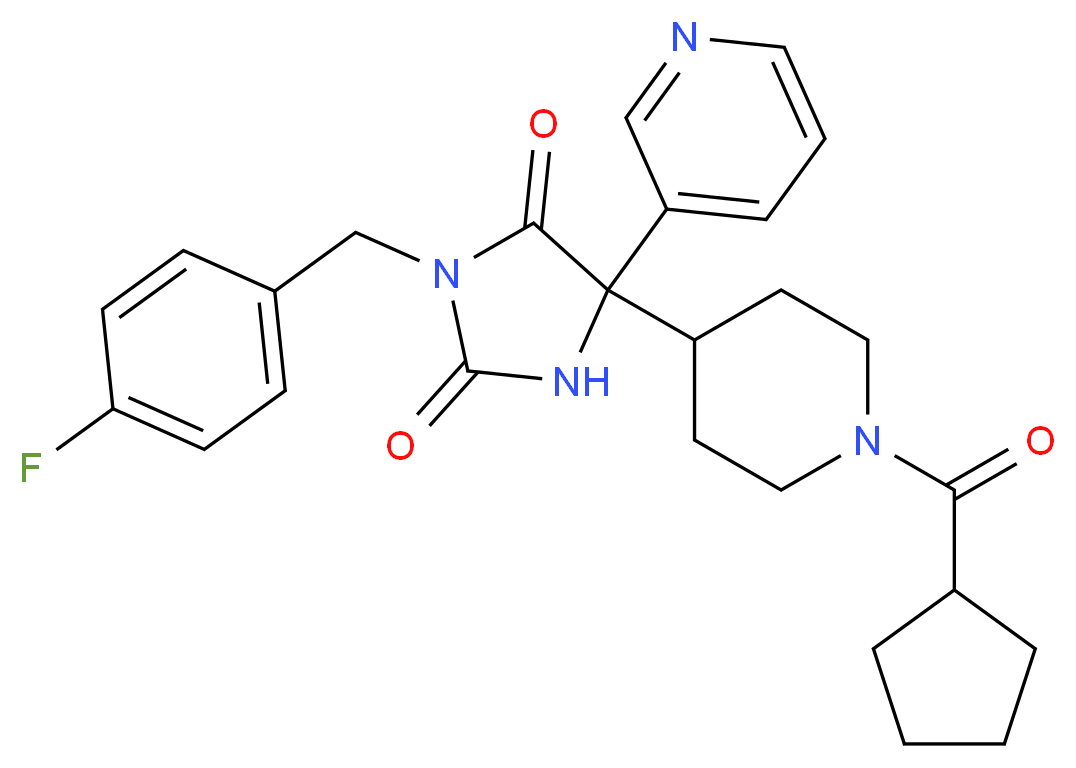 5-[1-(cyclopentylcarbonyl)-4-piperidinyl]-3-(4-fluorobenzyl)-5-(3-pyridinyl)-2,4-imidazolidinedione_Molecular_structure_CAS_)