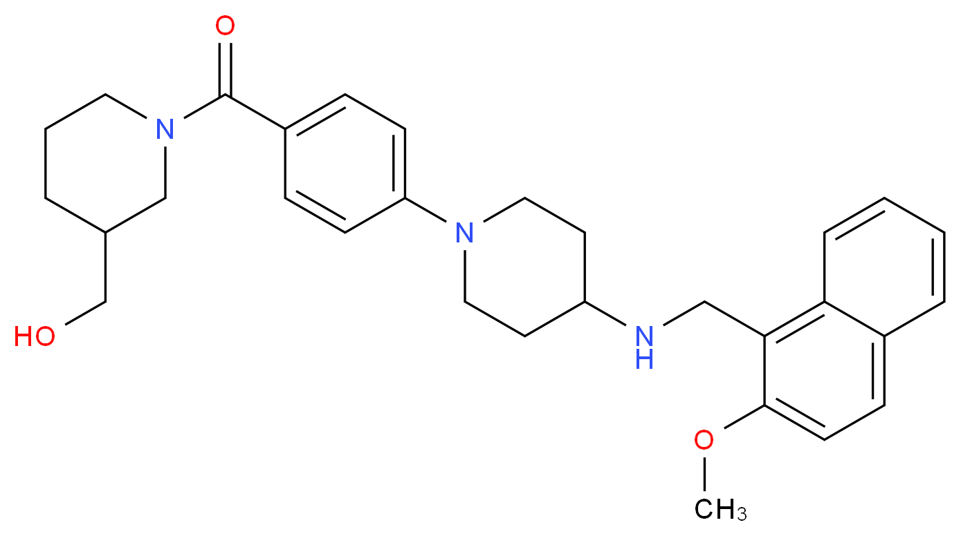 {1-[4-(4-{[(2-methoxy-1-naphthyl)methyl]amino}-1-piperidinyl)benzoyl]-3-piperidinyl}methanol_Molecular_structure_CAS_)