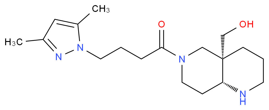 [(4aS*,8aR*)-6-[4-(3,5-dimethyl-1H-pyrazol-1-yl)butanoyl]octahydro-1,6-naphthyridin-4a(2H)-yl]methanol_Molecular_structure_CAS_)