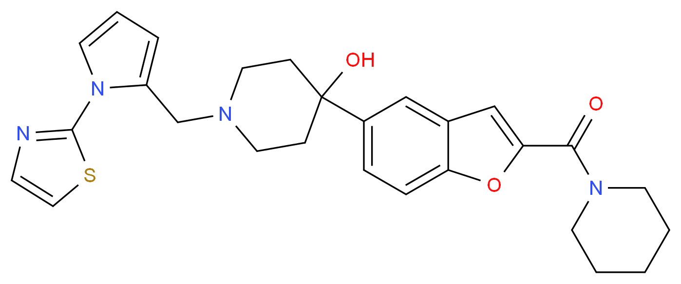 4-[2-(1-piperidinylcarbonyl)-1-benzofuran-5-yl]-1-{[1-(1,3-thiazol-2-yl)-1H-pyrrol-2-yl]methyl}-4-piperidinol_Molecular_structure_CAS_)