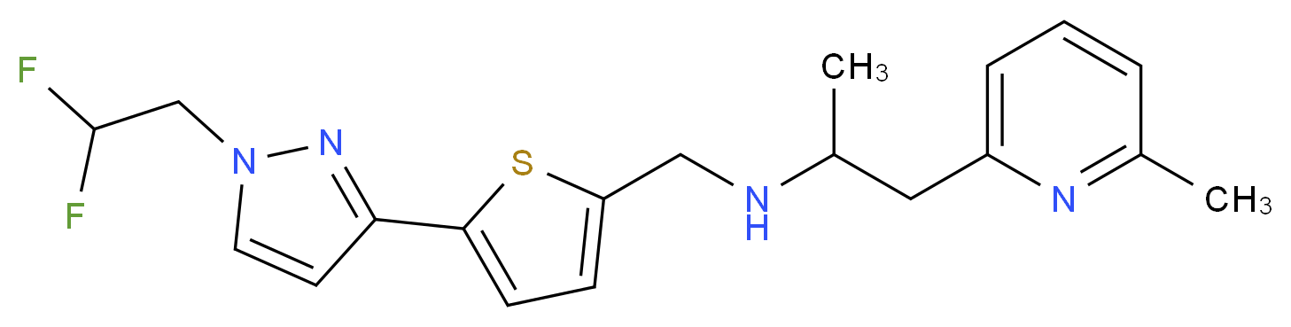 ({5-[1-(2,2-difluoroethyl)-1H-pyrazol-3-yl]-2-thienyl}methyl)[1-methyl-2-(6-methyl-2-pyridinyl)ethyl]amine_Molecular_structure_CAS_)