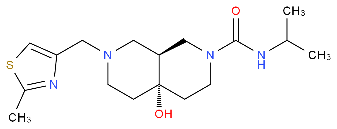 (4aS*,8aS*)-4a-hydroxy-N-isopropyl-7-[(2-methyl-1,3-thiazol-4-yl)methyl]octahydro-2,7-naphthyridine-2(1H)-carboxamide_Molecular_structure_CAS_)