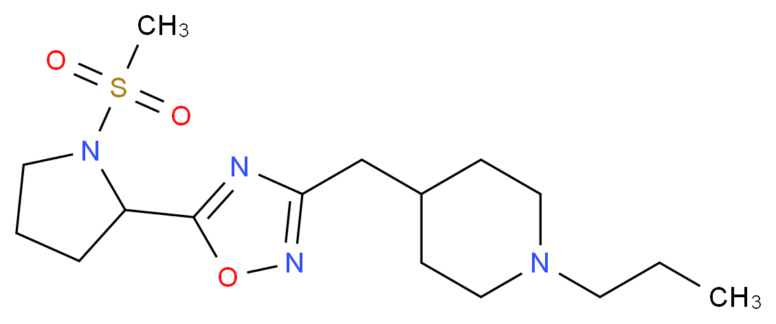 4-({5-[1-(methylsulfonyl)pyrrolidin-2-yl]-1,2,4-oxadiazol-3-yl}methyl)-1-propylpiperidine_Molecular_structure_CAS_)