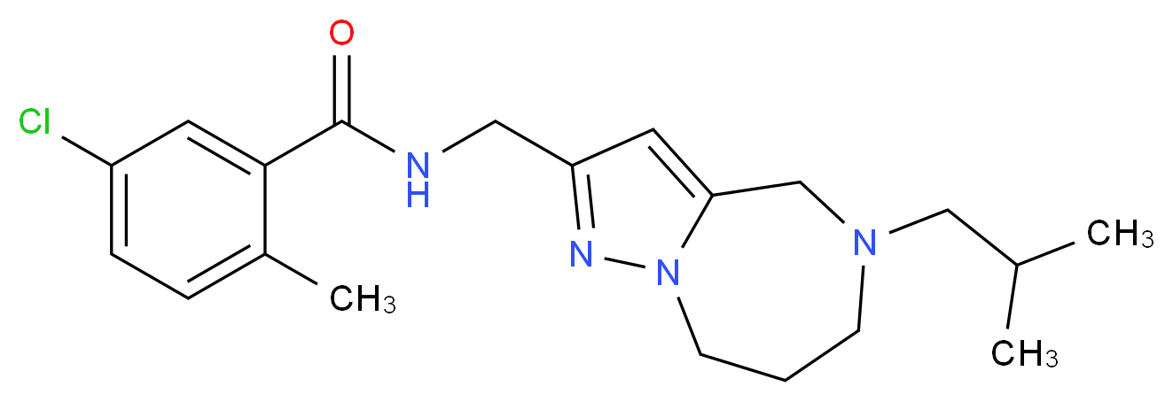 5-chloro-N-[(5-isobutyl-5,6,7,8-tetrahydro-4H-pyrazolo[1,5-a][1,4]diazepin-2-yl)methyl]-2-methylbenzamide_Molecular_structure_CAS_)