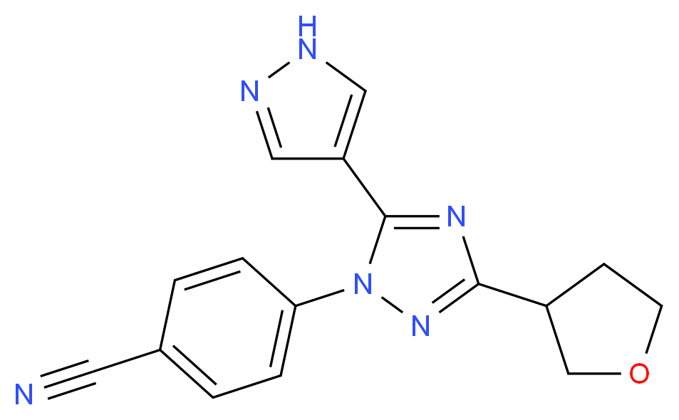 4-[5-(1H-pyrazol-4-yl)-3-(tetrahydrofuran-3-yl)-1H-1,2,4-triazol-1-yl]benzonitrile_Molecular_structure_CAS_)