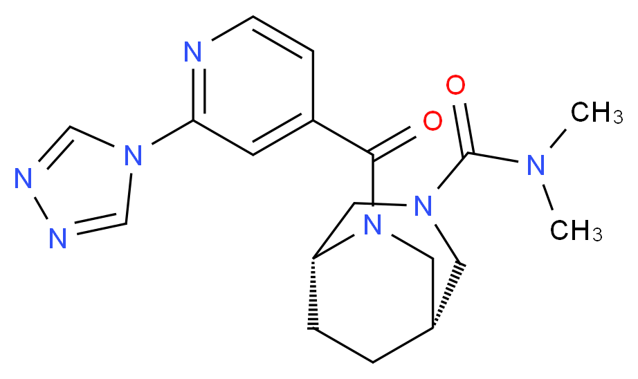 (1R*,5R*)-N,N-dimethyl-6-[2-(4H-1,2,4-triazol-4-yl)isonicotinoyl]-3,6-diazabicyclo[3.2.2]nonane-3-carboxamide_Molecular_structure_CAS_)