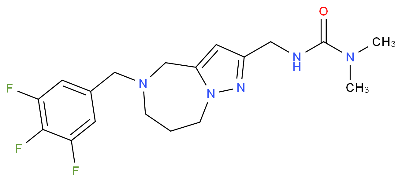N,N-dimethyl-N'-{[5-(3,4,5-trifluorobenzyl)-5,6,7,8-tetrahydro-4H-pyrazolo[1,5-a][1,4]diazepin-2-yl]methyl}urea_Molecular_structure_CAS_)