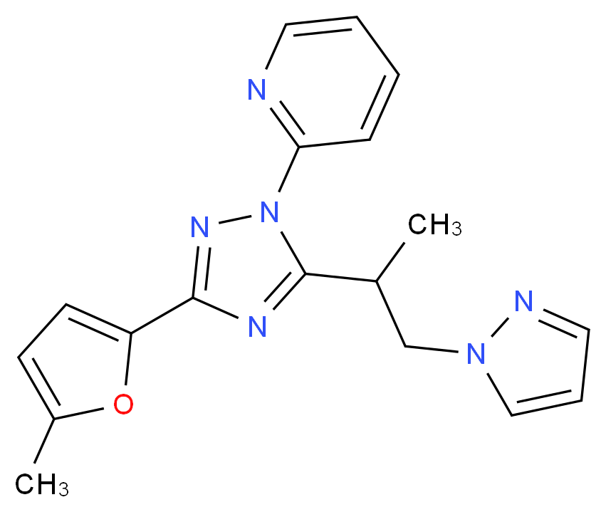 2-{3-(5-methyl-2-furyl)-5-[1-methyl-2-(1H-pyrazol-1-yl)ethyl]-1H-1,2,4-triazol-1-yl}pyridine_Molecular_structure_CAS_)