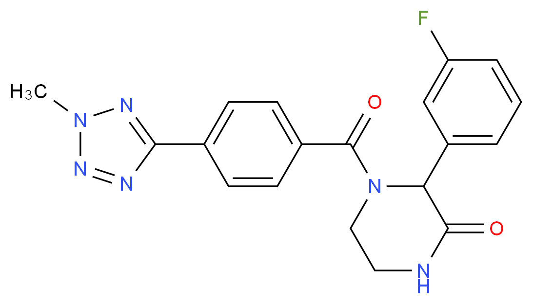 3-(3-fluorophenyl)-4-[4-(2-methyl-2H-tetrazol-5-yl)benzoyl]piperazin-2-one_Molecular_structure_CAS_)