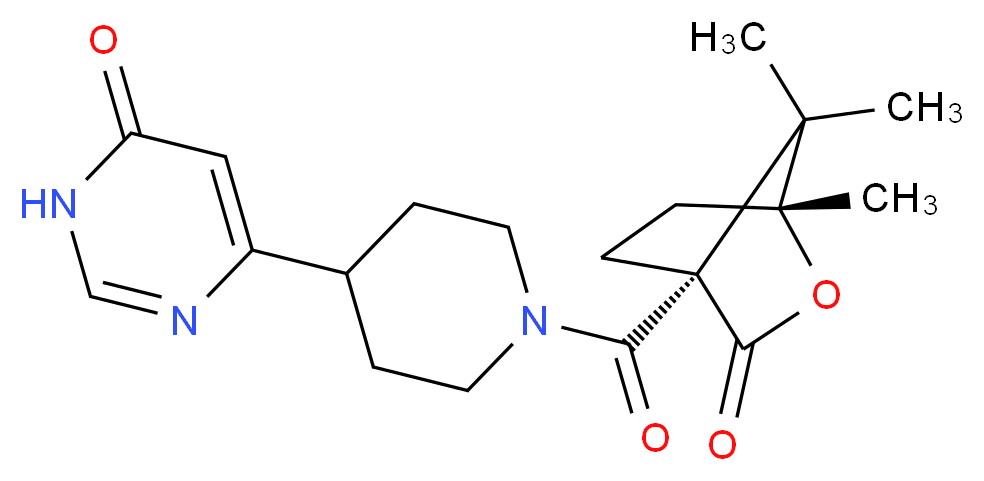 6-(1-{[(1R,4S)-1,7,7-trimethyl-3-oxo-2-oxabicyclo[2.2.1]hept-4-yl]carbonyl}piperidin-4-yl)pyrimidin-4(3H)-one_Molecular_structure_CAS_)