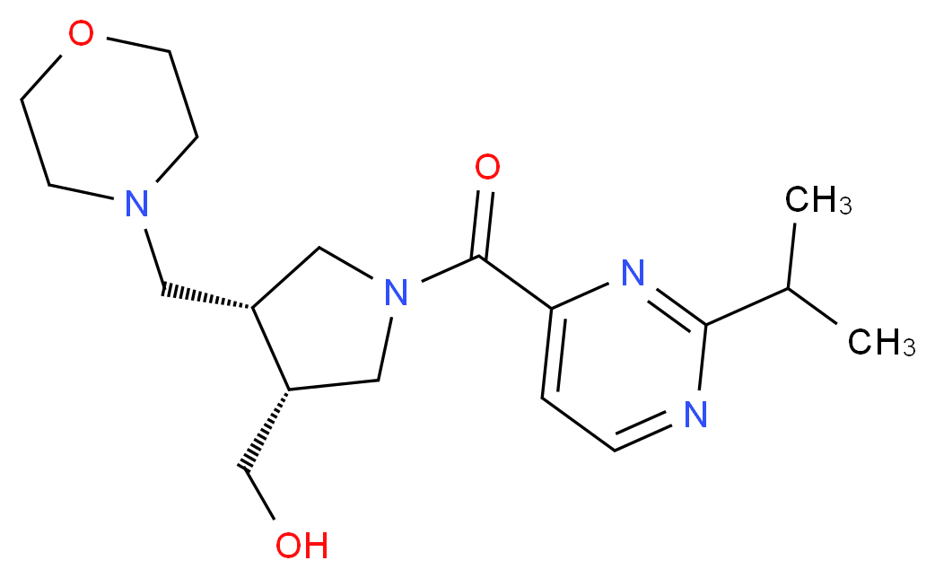 [(3R*,4R*)-1-[(2-isopropyl-4-pyrimidinyl)carbonyl]-4-(4-morpholinylmethyl)-3-pyrrolidinyl]methanol_Molecular_structure_CAS_)