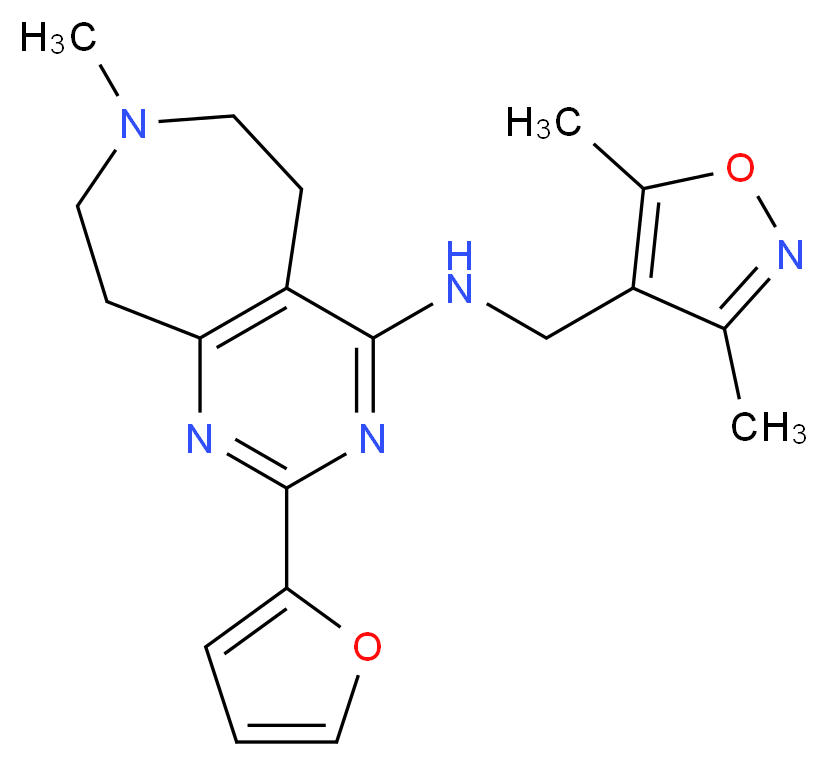 N-[(3,5-dimethylisoxazol-4-yl)methyl]-2-(2-furyl)-7-methyl-6,7,8,9-tetrahydro-5H-pyrimido[4,5-d]azepin-4-amine_Molecular_structure_CAS_)