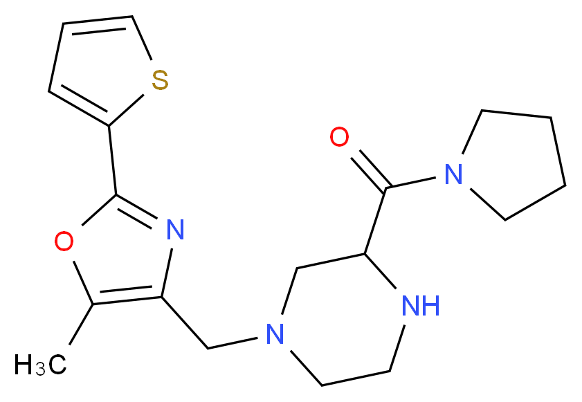 1-{[5-methyl-2-(2-thienyl)-1,3-oxazol-4-yl]methyl}-3-(1-pyrrolidinylcarbonyl)piperazine_Molecular_structure_CAS_)
