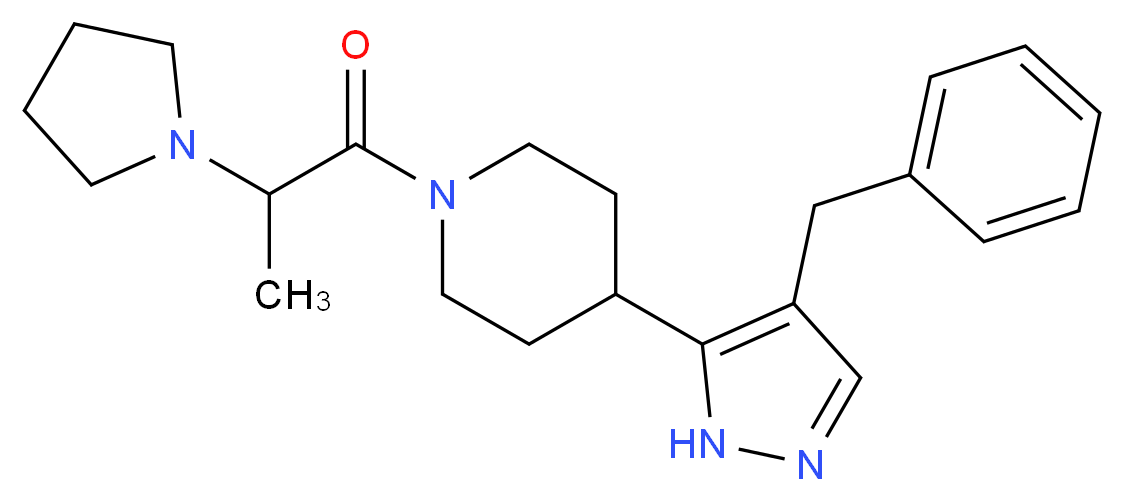 4-(4-benzyl-1H-pyrazol-5-yl)-1-(2-pyrrolidin-1-ylpropanoyl)piperidine_Molecular_structure_CAS_)