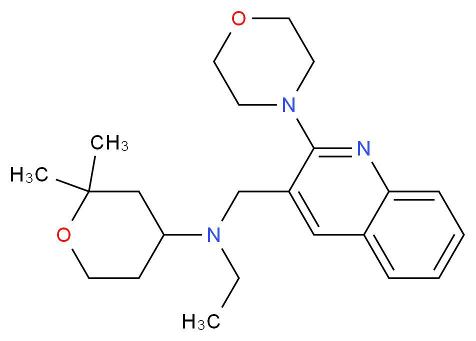 (2,2-dimethyltetrahydro-2H-pyran-4-yl)ethyl[(2-morpholin-4-ylquinolin-3-yl)methyl]amine_Molecular_structure_CAS_)