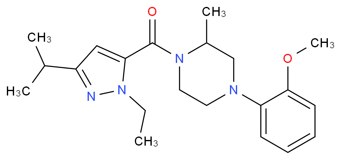 1-[(1-ethyl-3-isopropyl-1H-pyrazol-5-yl)carbonyl]-4-(2-methoxyphenyl)-2-methylpiperazine_Molecular_structure_CAS_)