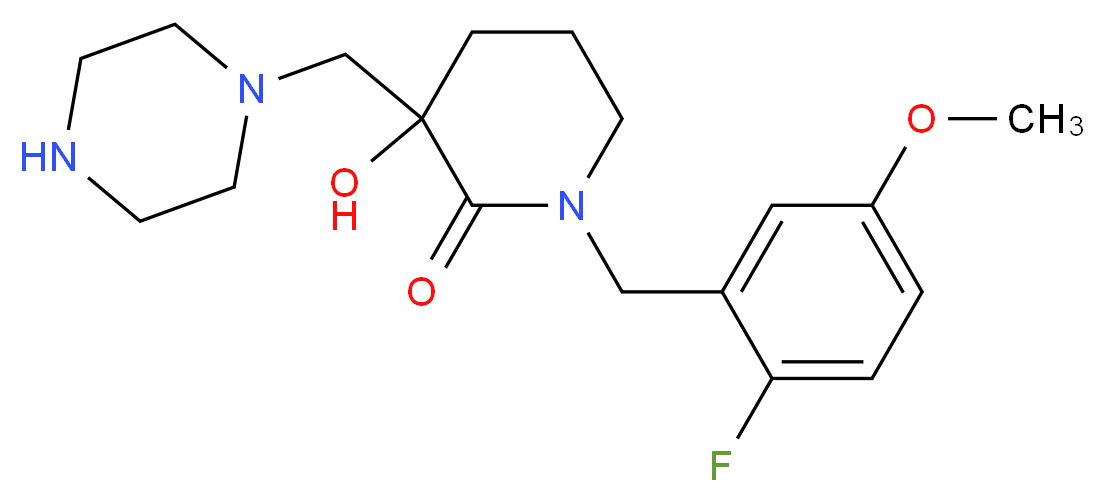 1-(2-fluoro-5-methoxybenzyl)-3-hydroxy-3-(piperazin-1-ylmethyl)piperidin-2-one_Molecular_structure_CAS_)