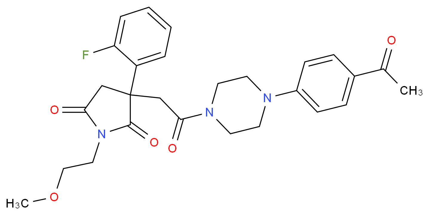 3-{2-[4-(4-acetylphenyl)-1-piperazinyl]-2-oxoethyl}-3-(2-fluorophenyl)-1-(2-methoxyethyl)-2,5-pyrrolidinedione_Molecular_structure_CAS_)