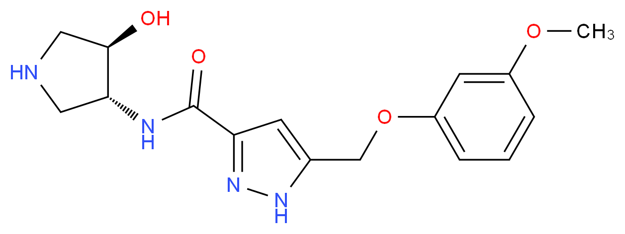 N-[(3R*,4R*)-4-hydroxypyrrolidin-3-yl]-5-[(3-methoxyphenoxy)methyl]-1H-pyrazole-3-carboxamide_Molecular_structure_CAS_)