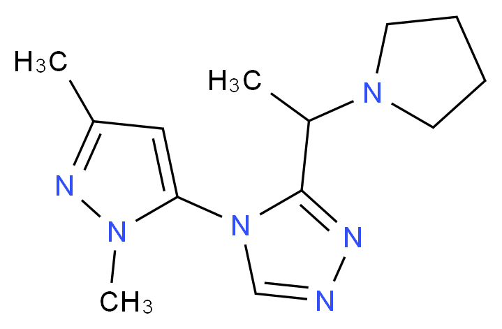 4-(1,3-dimethyl-1H-pyrazol-5-yl)-3-(1-pyrrolidin-1-ylethyl)-4H-1,2,4-triazole_Molecular_structure_CAS_)