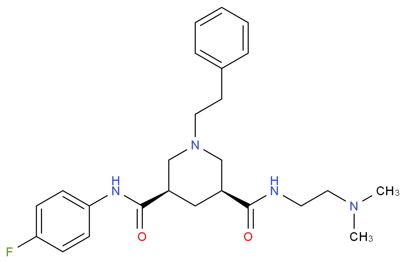 (3S,5R)-N-[2-(dimethylamino)ethyl]-N'-(4-fluorophenyl)-1-(2-phenylethyl)-3,5-piperidinedicarboxamide_Molecular_structure_CAS_)