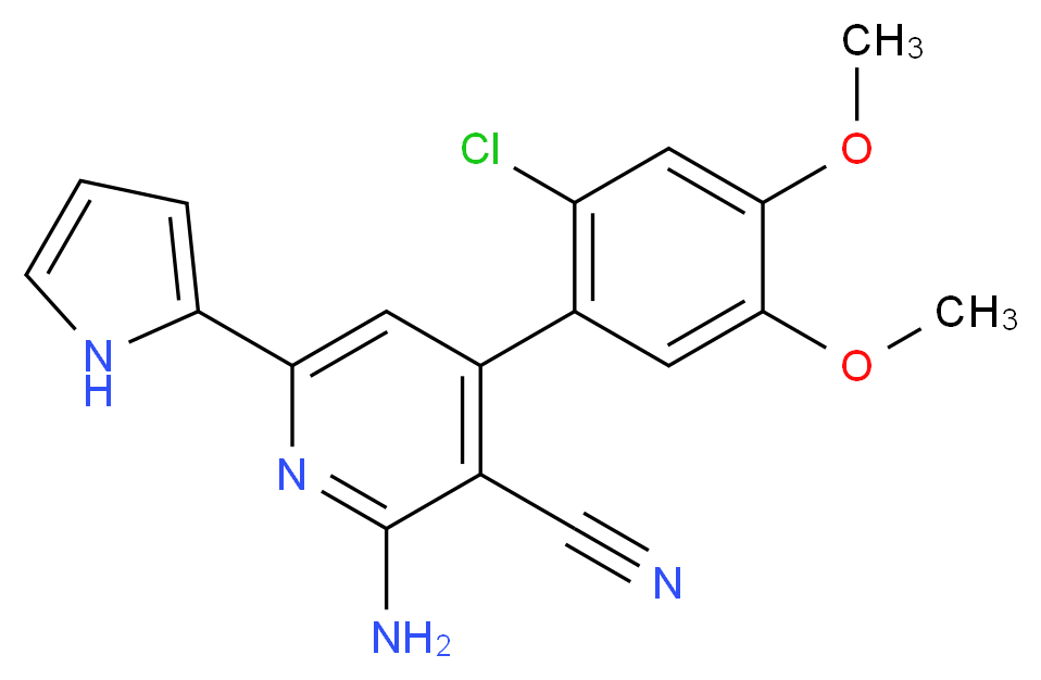 2-amino-4-(2-chloro-4,5-dimethoxyphenyl)-6-(1H-pyrrol-2-yl)nicotinonitrile_Molecular_structure_CAS_)