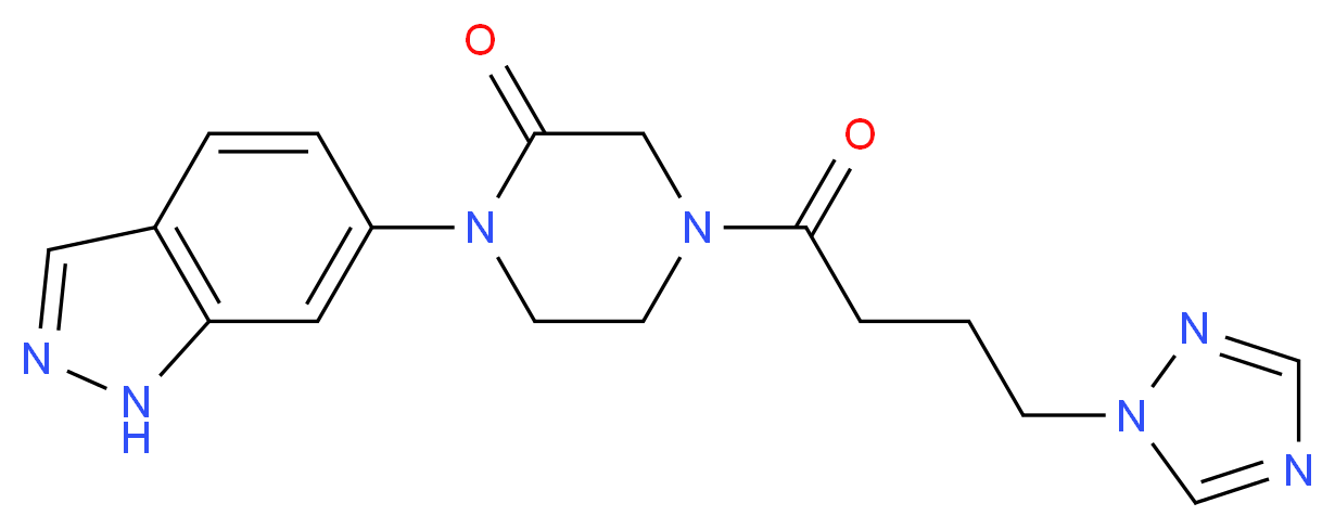 1-(1H-indazol-6-yl)-4-[4-(1H-1,2,4-triazol-1-yl)butanoyl]-2-piperazinone_Molecular_structure_CAS_)